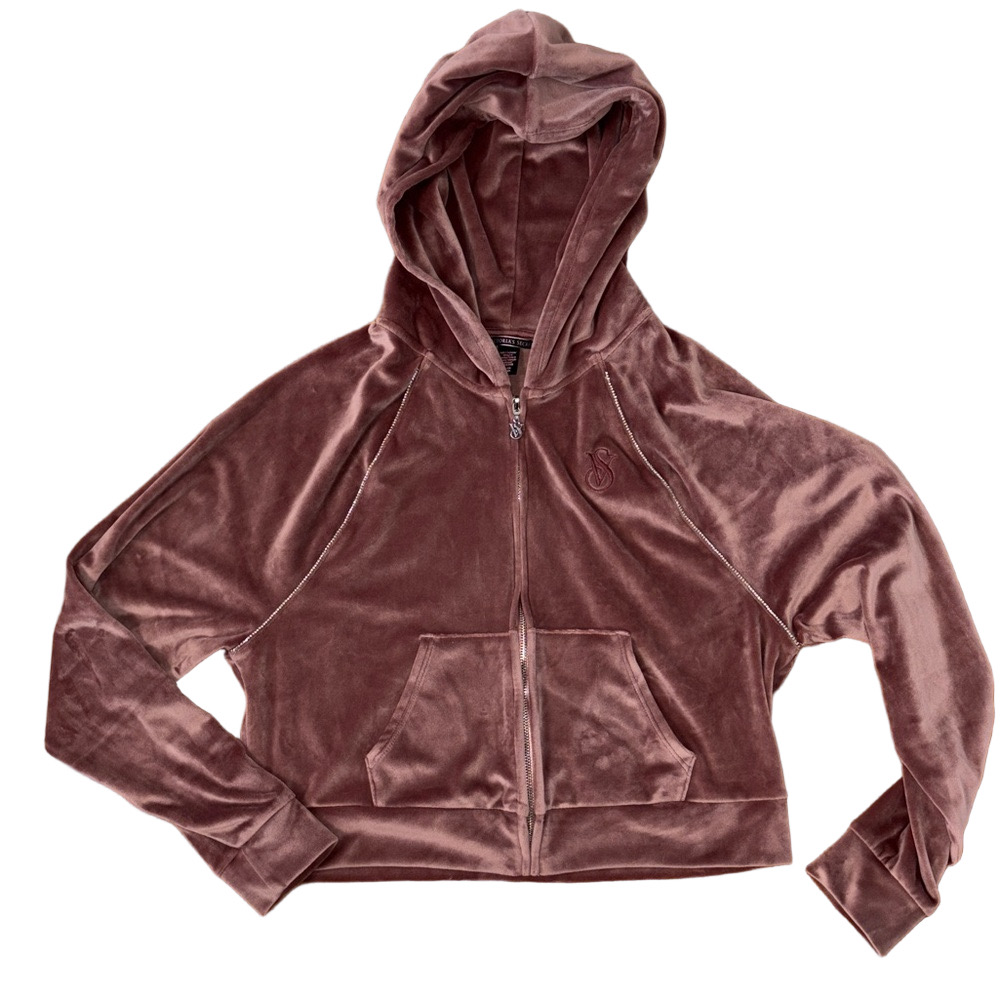 Victoria's Secret Bling Zip Up Sweatshirt Velvet Size Small